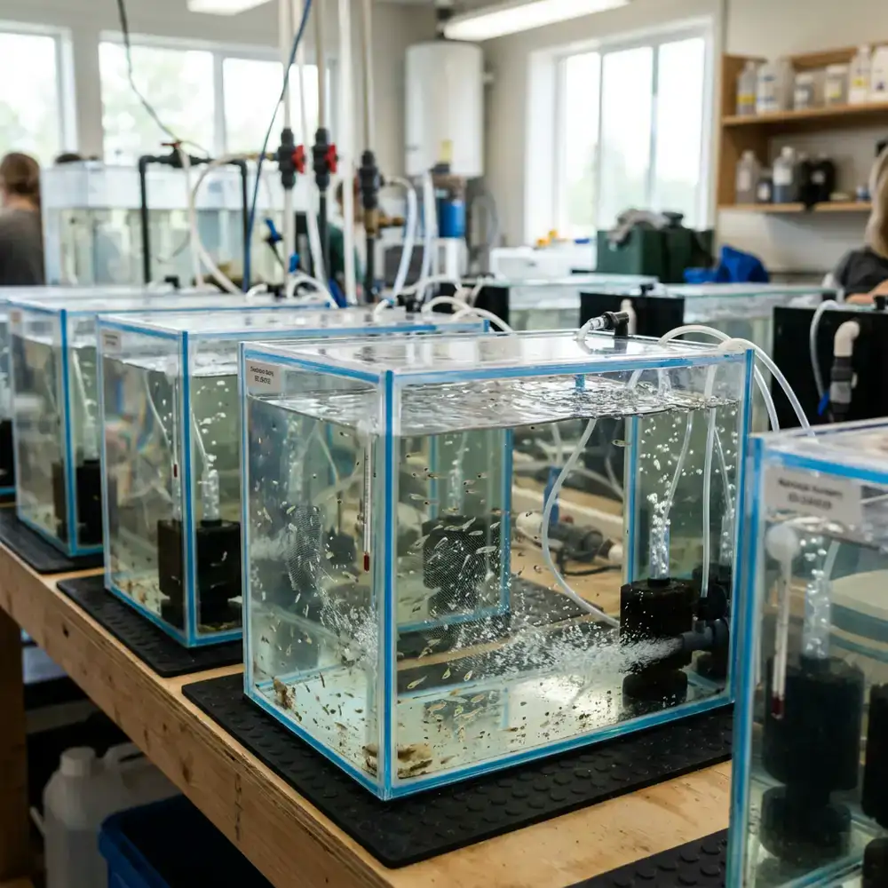 Small specialized nursery tanks with gentle currents