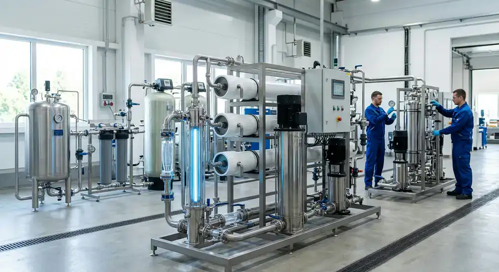 Modern water filtration system in the facility