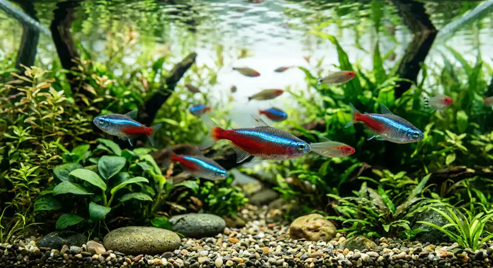 Close up of healthy fish swimming in crystal clear, naturally filtered water